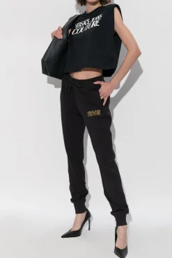 Versace Jeans Couture CZARNY Spodnie dresowe z wyszytym logo