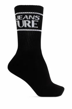 Versace Jeans Couture CZARNY Bawełniane skarpety z logo