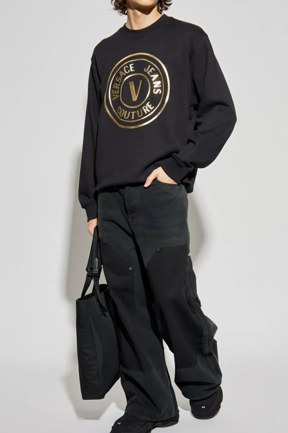 Versace Jeans Couture CZARNY Bluza z nadrukowanym logo
