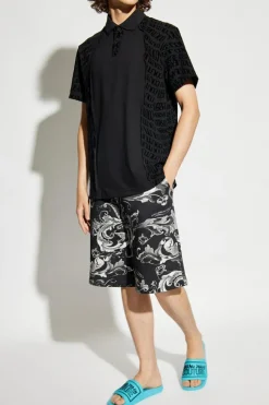 Versace Jeans Couture CZARNY Polo z logo