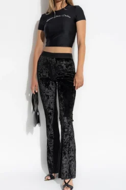 Versace Jeans Couture CZARNY Welurowe spodnie