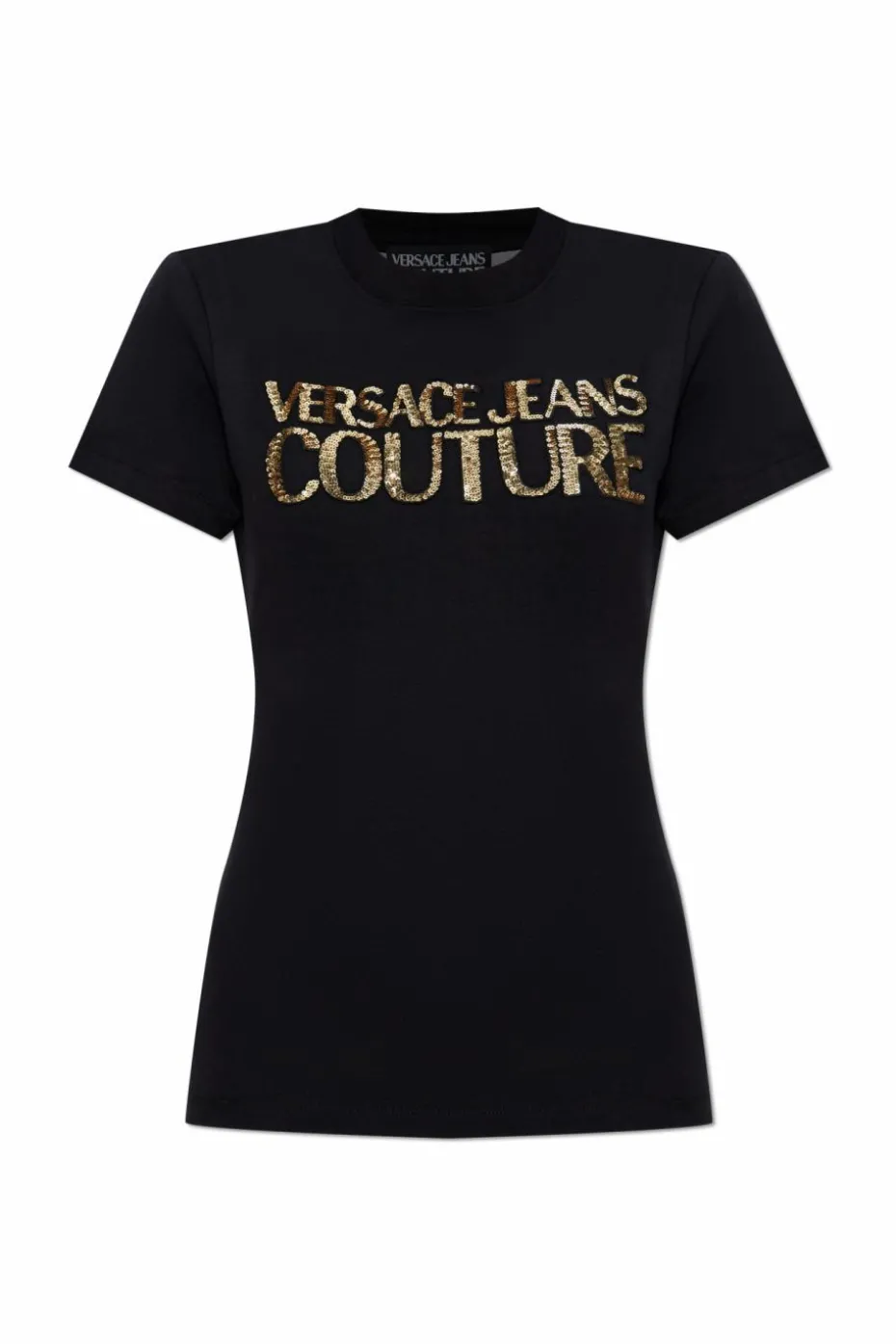 Versace Jeans Couture CZARNY T-shirt z wycięciem z tyłu
