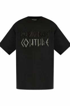 Versace Jeans Couture CZARNY T-shirt z wyszytym logo