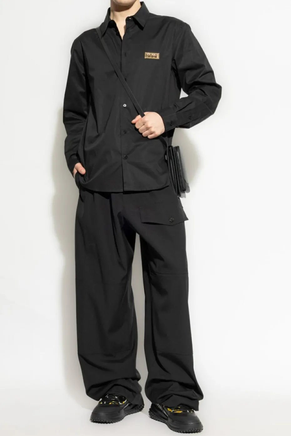 Versace Jeans Couture CZARNY Koszula z aplikacją z logo