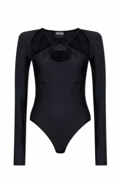 Versace Jeans Couture CZARNY Body z aplikacją z logo