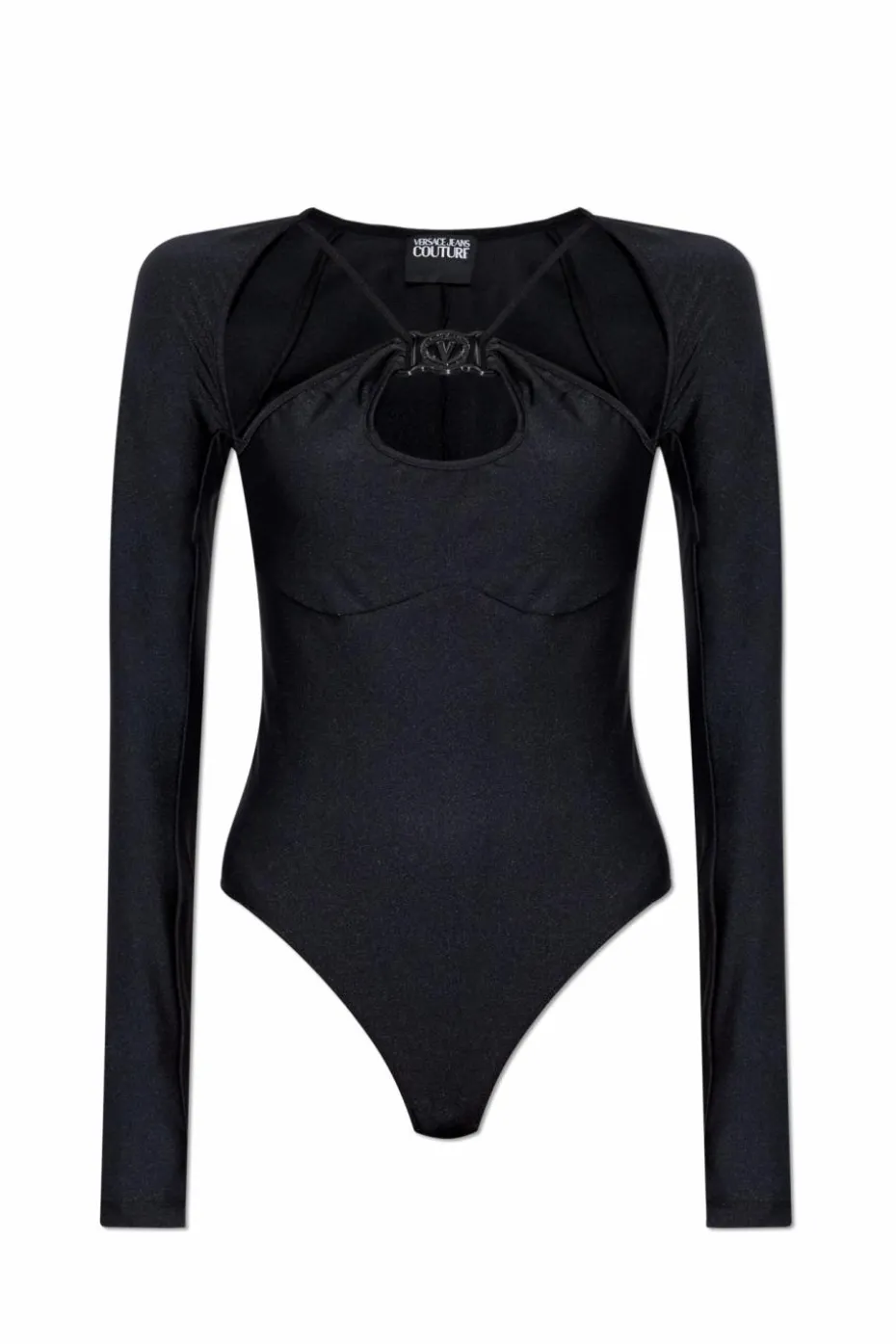 Versace Jeans Couture CZARNY Body z aplikacją z logo