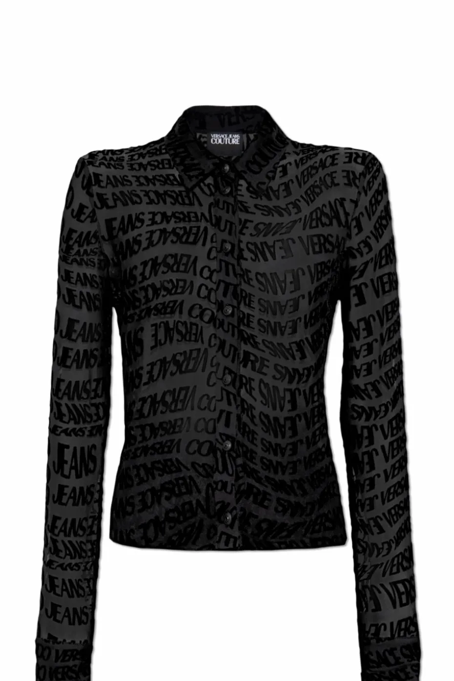 Versace Jeans Couture CZARNY Koszula z monogramem o aksamitnym wykończeniu