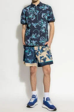 Versace Jeans Couture GRANATOWY Polo z nadrukiem `Barocco`