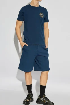 Versace Jeans Couture GRANATOWY Szorty z nadrukowanym logo