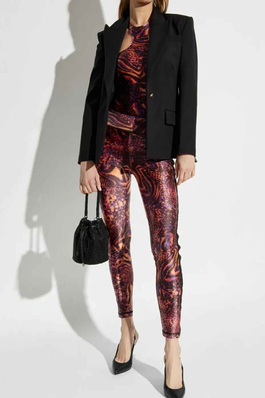 Versace Jeans Couture MULTIKOLOR Legginsy z motywem zwierzęcym