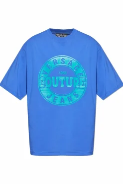 Versace Jeans Couture NIEBIESKI T-shirt z nadrukiem