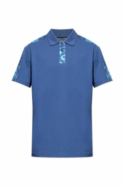 Versace Jeans Couture NIEBIESKI Polo z nadrukiem `Barocco`