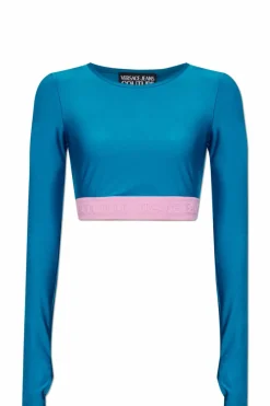 Versace Jeans Couture NIEBIESKI Krótki top z długimi rękawami