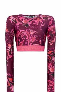 Versace Jeans Couture RÓŻOWY Krótki top z długimi rękawami