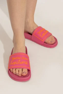Versace Jeans Couture RÓŻOWY Gumowe klapki z logo