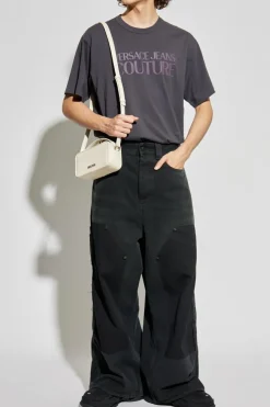 Versace Jeans Couture SZARY T-shirt z nadrukowanym logo