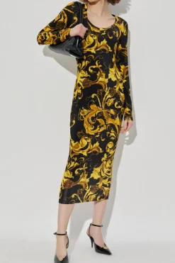 Versace Jeans Couture ŻÓŁTY Sukienka z nadrukiem `Barocco`