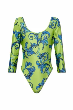 Versace Jeans Couture ZIELONY Body z nadrukiem `Barocco`