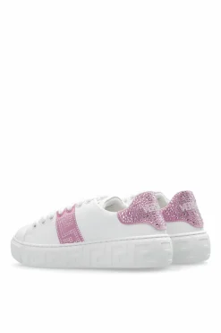 Versace Kids BIAŁY Buty sportowe z połyskującymi kryształami