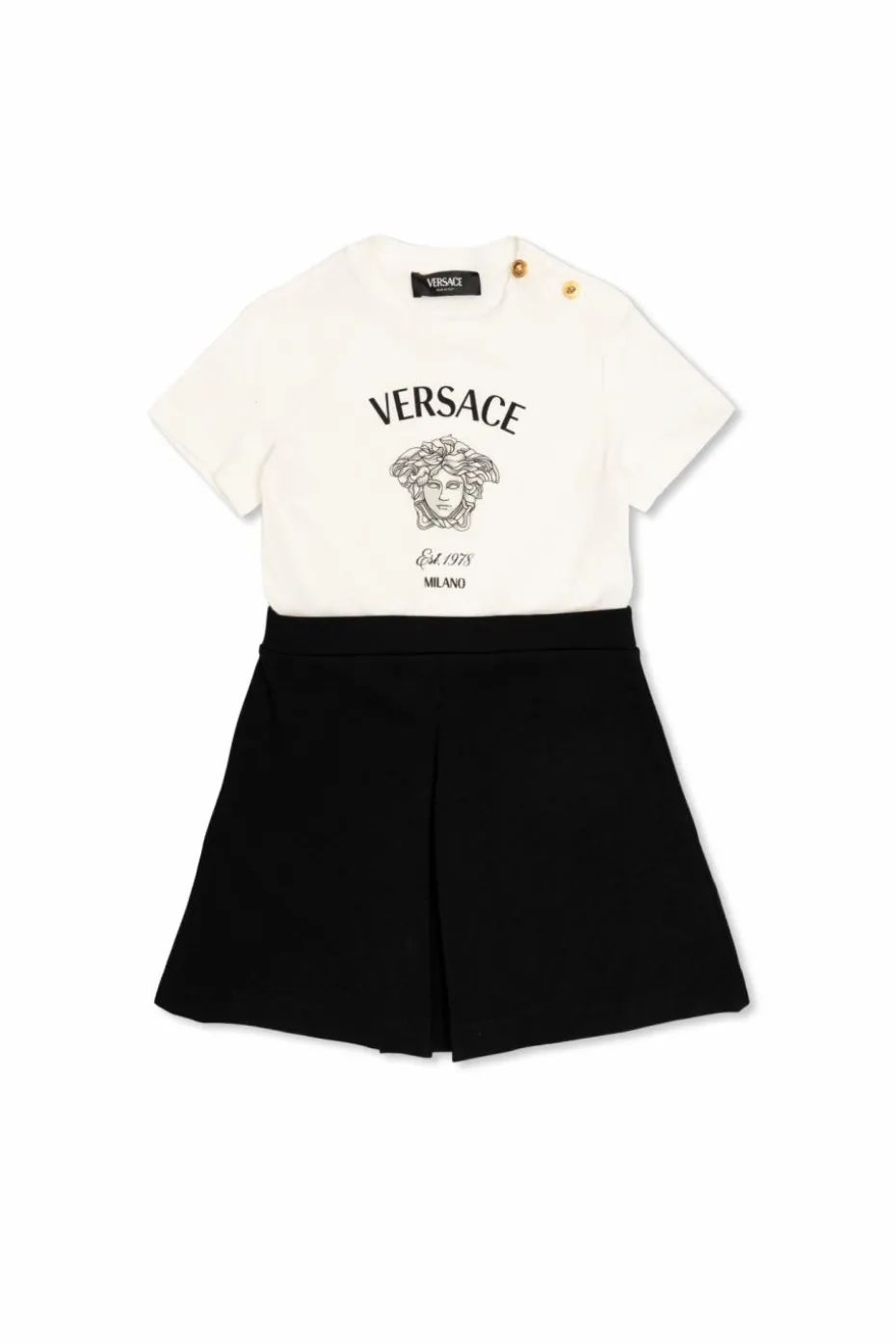 Versace Kids BIAŁY Rozkloszowana sukienka