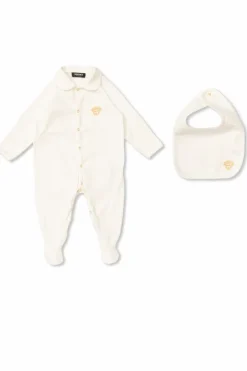 Versace Kids BIAŁY Zestaw: pajacyk niemowlęcy i śliniak