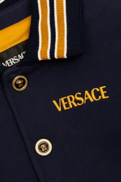Versace Kids GRANATOWY Bawełniana kurtka z wyszytym logo