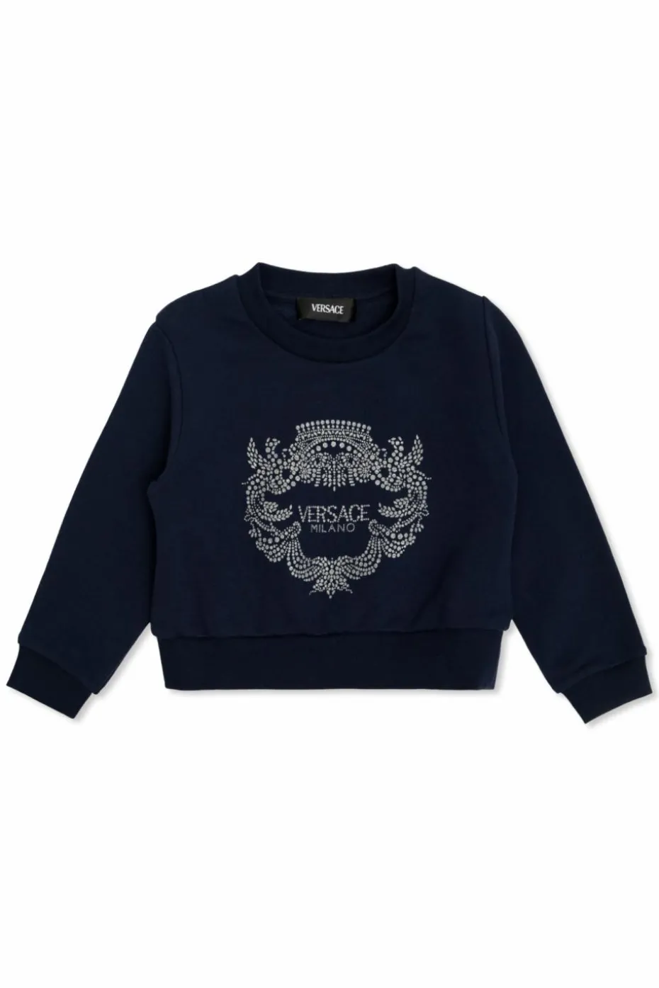 Versace Kids GRANATOWY Bluza z połyskującym nadrukiem