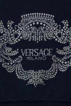 Versace Kids GRANATOWY Bluza z połyskującym nadrukiem