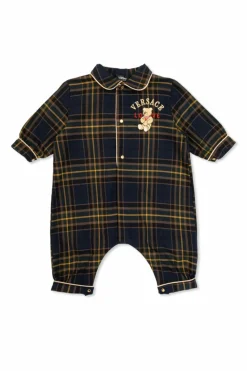 Versace Kids GRANATOWY Pajacyk niemowlęcy ze wzorem w kratę