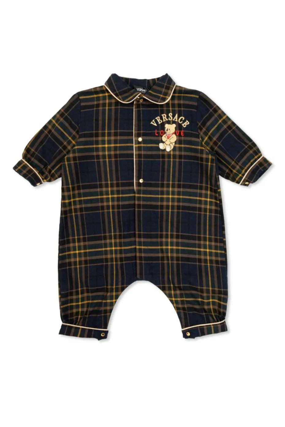 Versace Kids GRANATOWY Pajacyk niemowlęcy ze wzorem w kratę