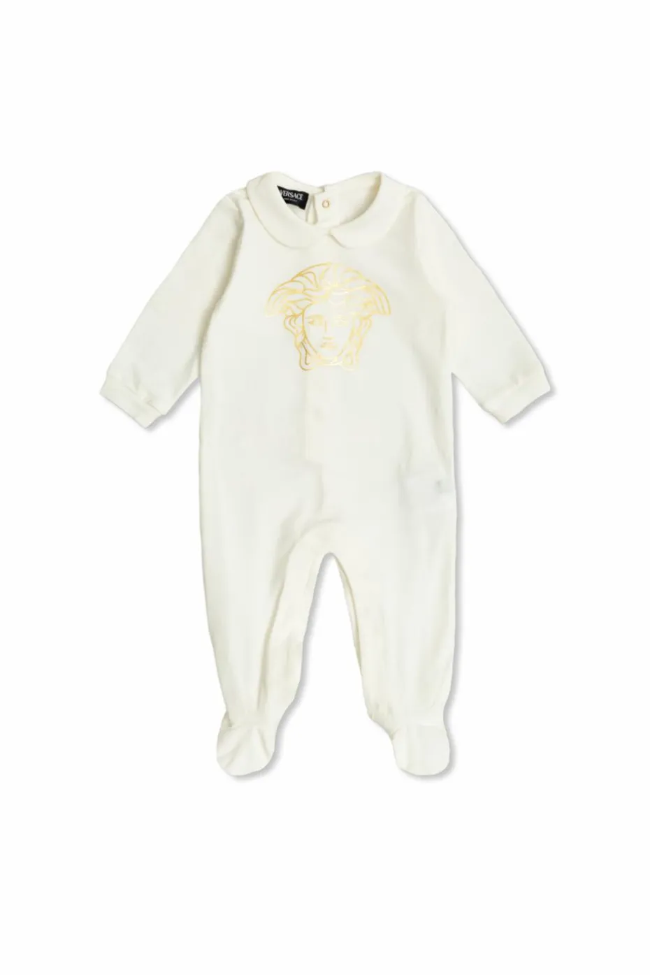 Versace Kids kremowy Pajacyk z nadrukowanym logo