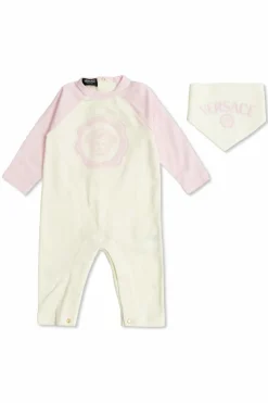 Versace Kids kremowy Zestaw: pajacyk i chusta
