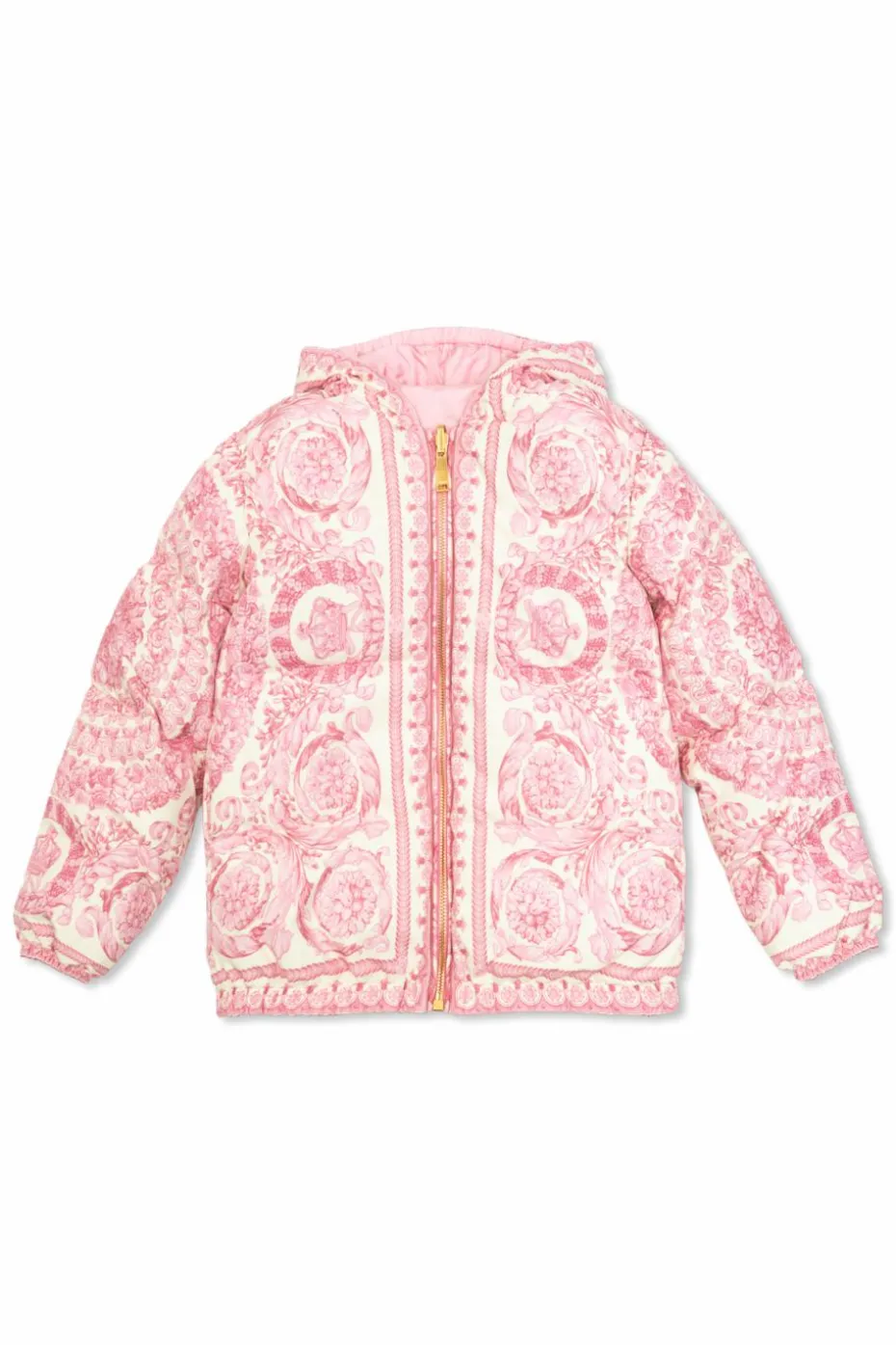 Versace Kids RÓŻOWY Dwustronna kurtka z kapturem