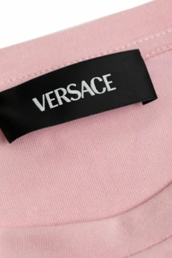 Versace Kids RÓŻOWY T-shirt z nadrukowanym logo