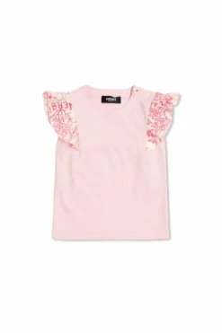 Versace Kids RÓŻOWY T-shirt z dekoracyjnymi rękawami