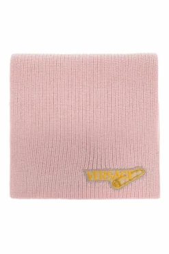 Versace Kids RÓŻOWY Wełniany szal z logo