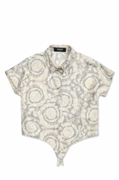 Versace Kids SZARY Jedwabna koszula z nadrukiem `Barocco`