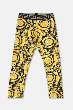 Versace Kids ŻÓŁTY Bawełniane legginsy