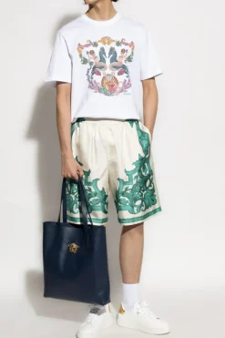 Versace kremowy Jedwabne szorty