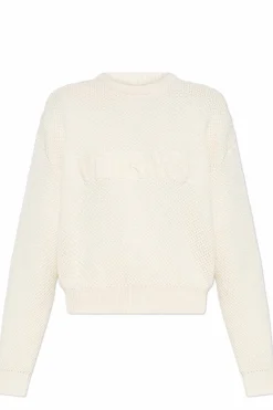 Versace kremowy Sweter z logo