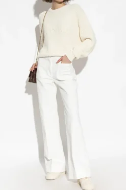 Versace kremowy Sweter z logo