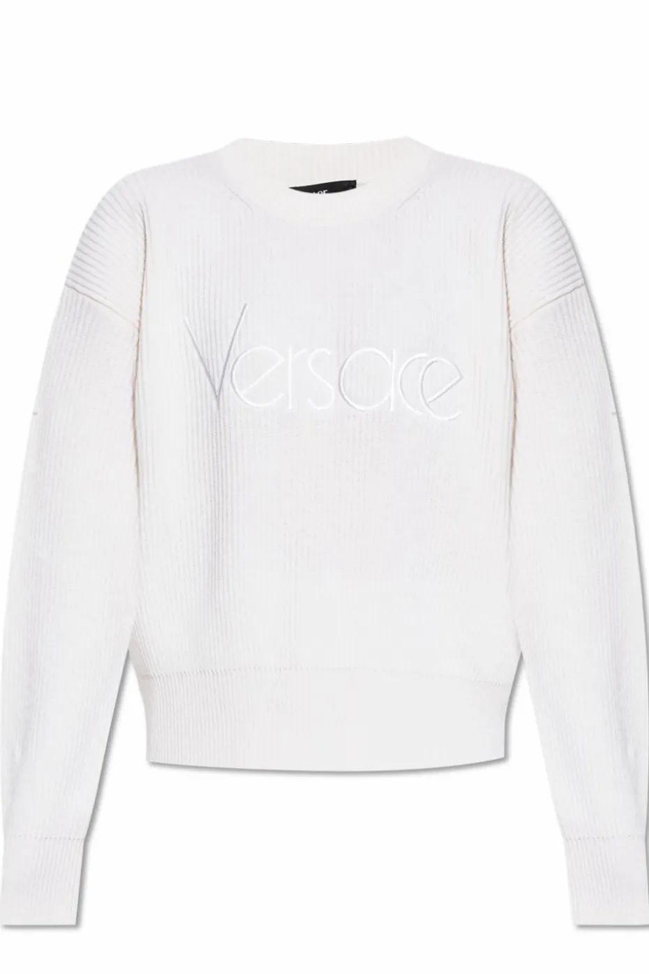 Versace kremowy Sweter z wyszytym logo