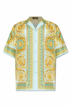 Versace MULTIKOLOR Jedwabna koszula z krótkimi rękawami