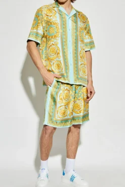 Versace MULTIKOLOR Jedwabna koszula z krótkimi rękawami