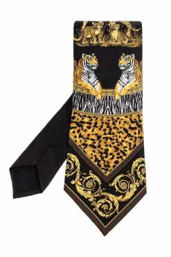 Versace MULTIKOLOR Jedwabny krawat z nadrukiem