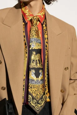 Versace MULTIKOLOR Jedwabny krawat z nadrukiem
