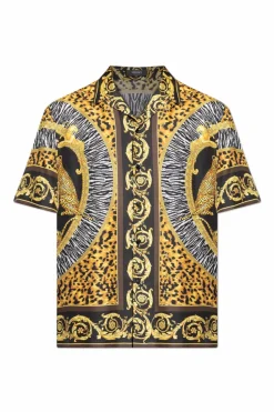 Versace MULTIKOLOR Jedwabna koszula z krótkimi rękawami