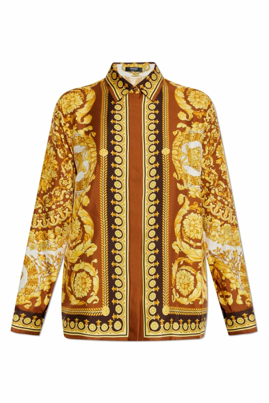 Versace MULTIKOLOR Jedwabna koszula z nadrukiem `Barocco`