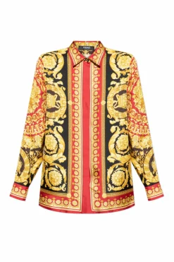 Versace MULTIKOLOR Jedwabna koszula z nadrukiem `Barocco`