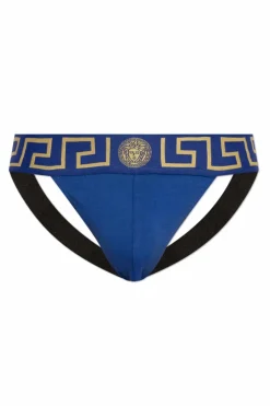 Versace NIEBIESKI Bawełniane jockstrap